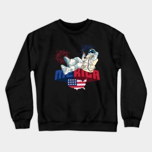 4th of July Astronaut patriotic astronaut moon landing Crewneck Sweatshirt